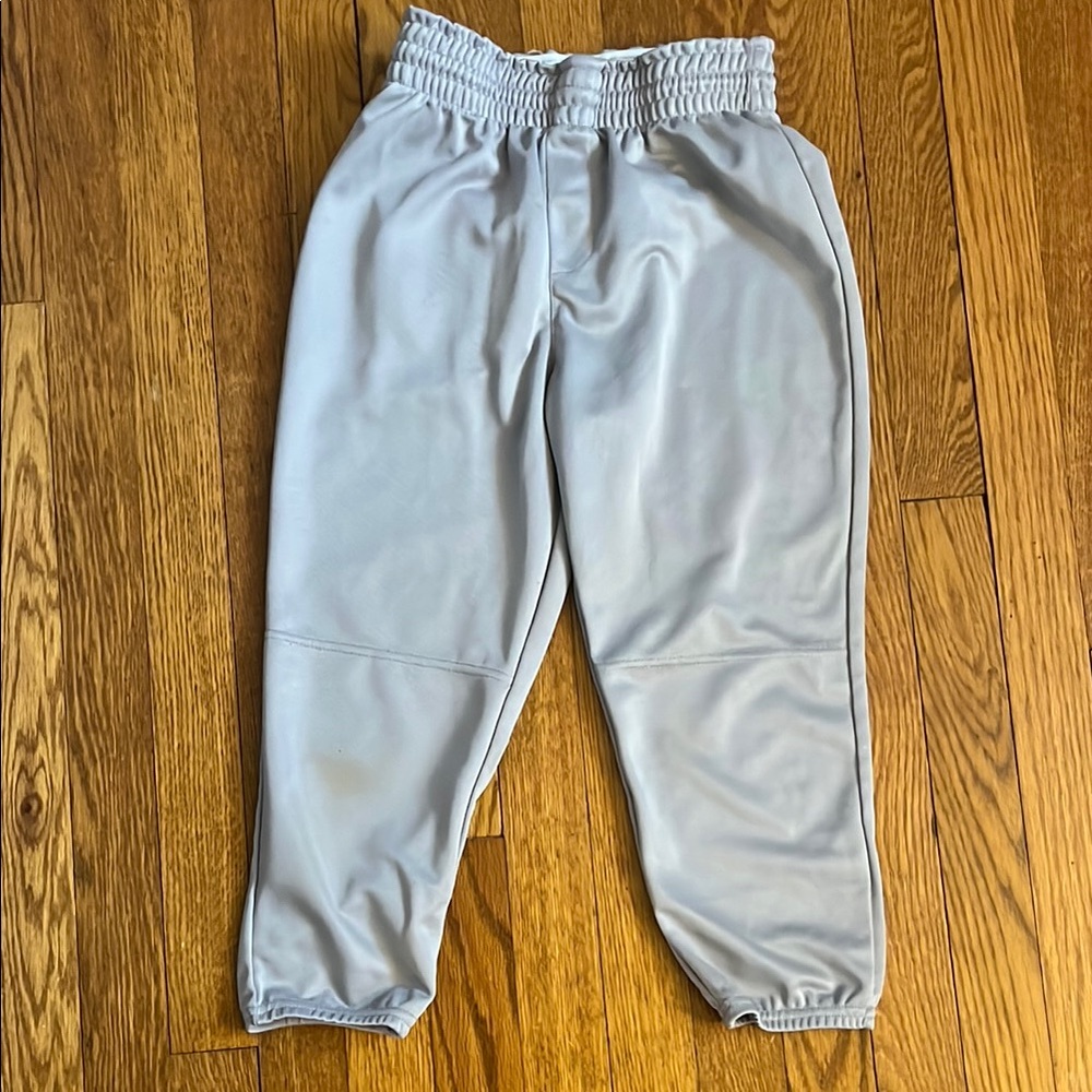 Youth Boys Kids Large Gray Baseball pants Elastic Waist Pants